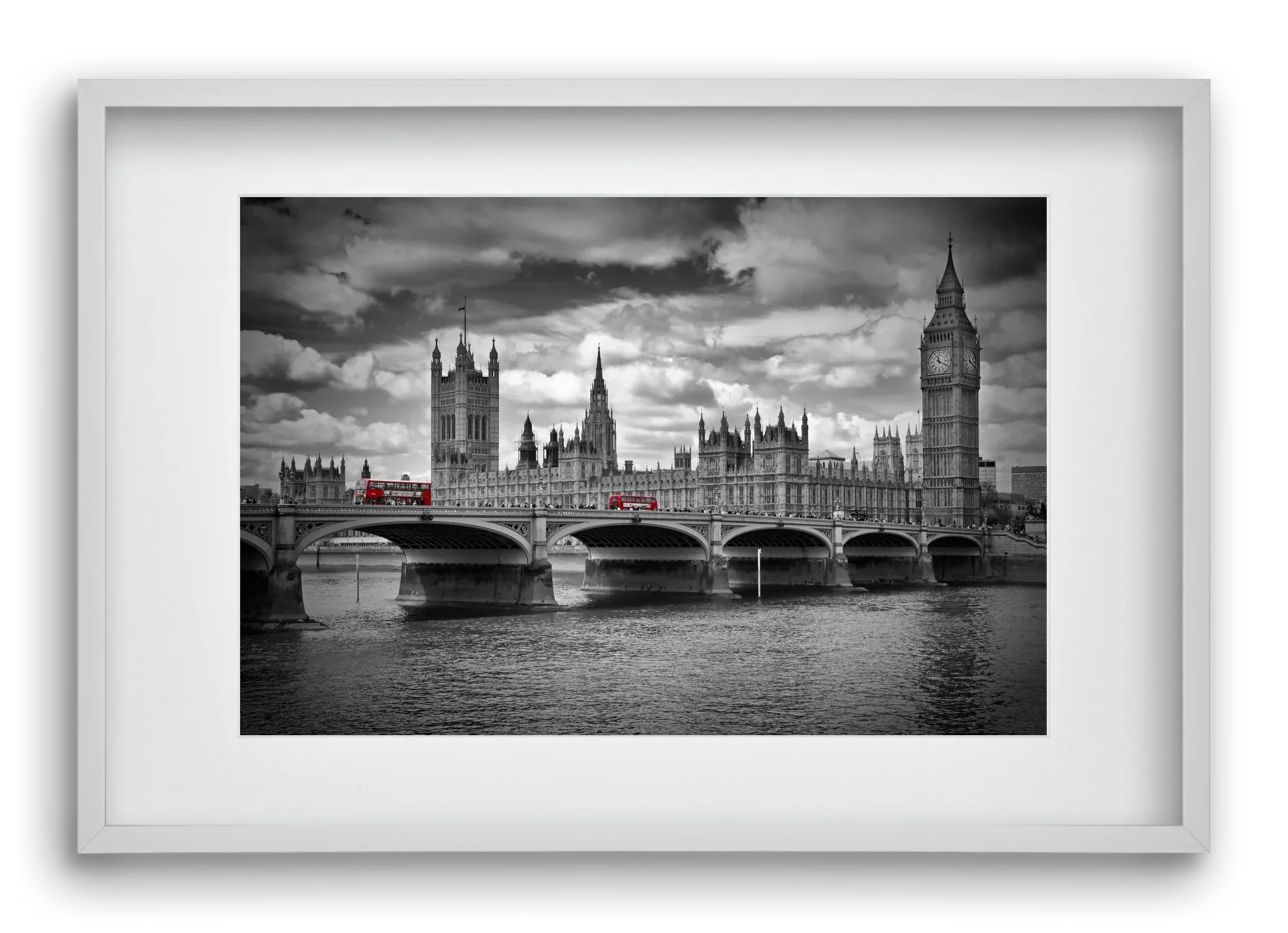 LONDON Westminster Bridge and red buses - artbridge