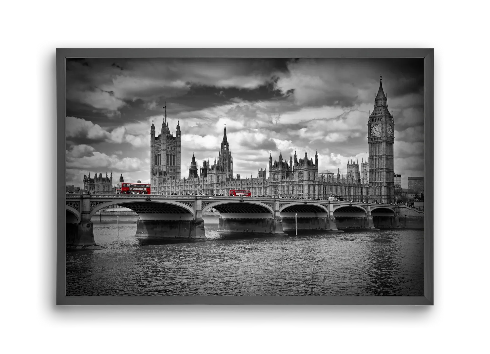 LONDON Westminster Bridge and red buses - artbridge