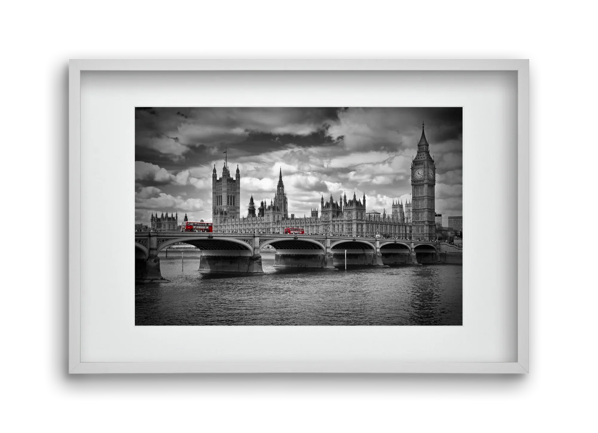 LONDON Westminster Bridge and red buses - artbridge