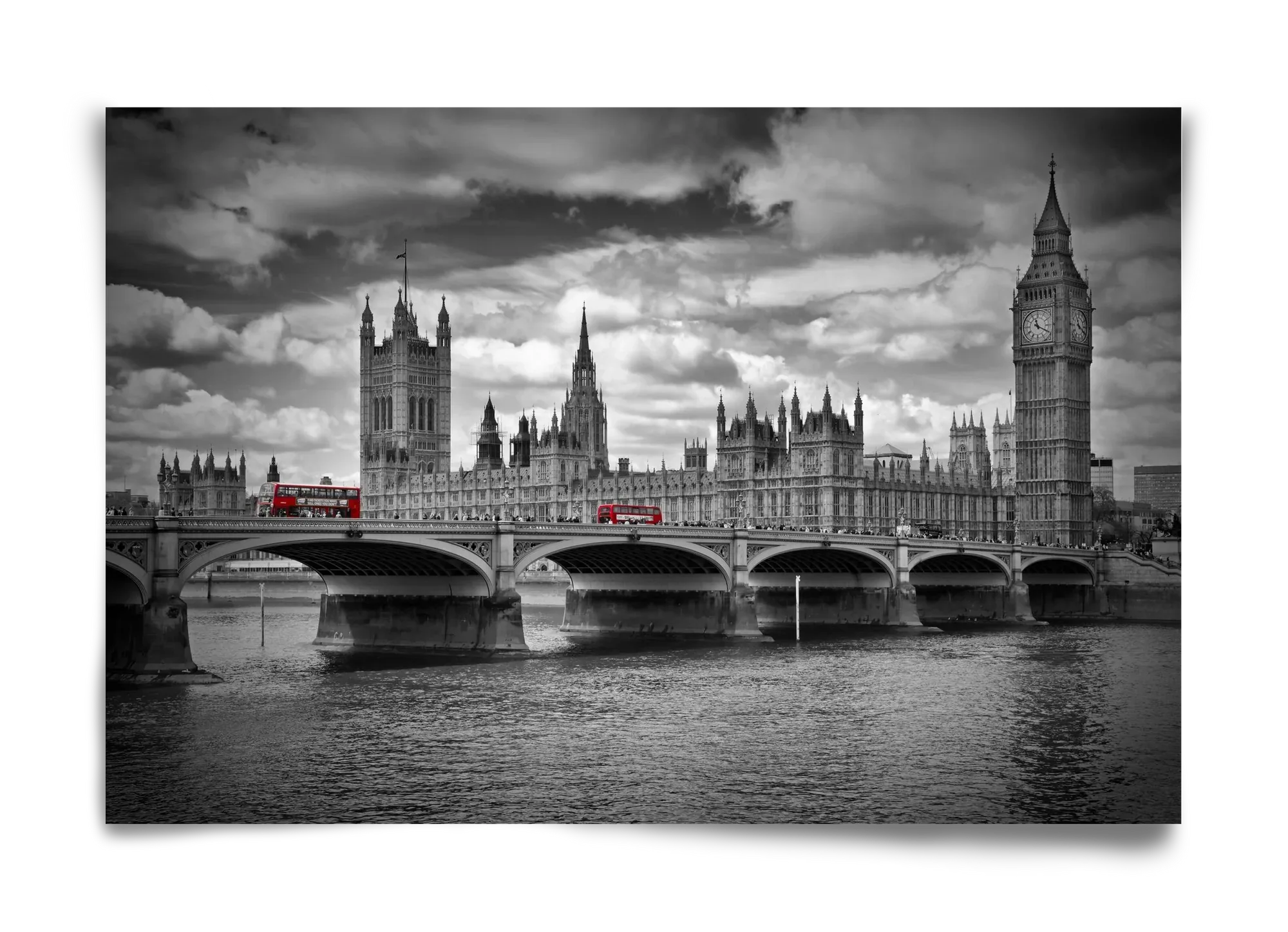 LONDON Westminster Bridge and red buses - artbridge
