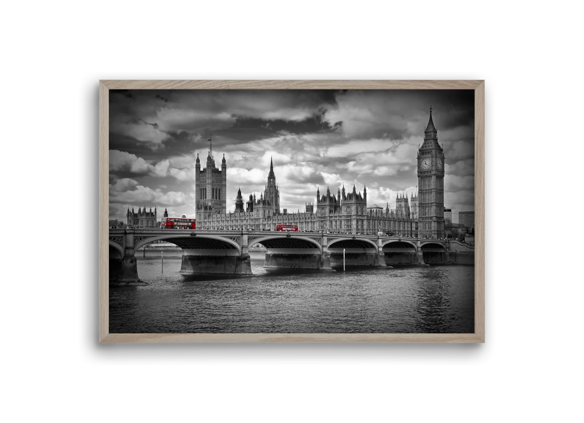LONDON Westminster Bridge and red buses - artbridge