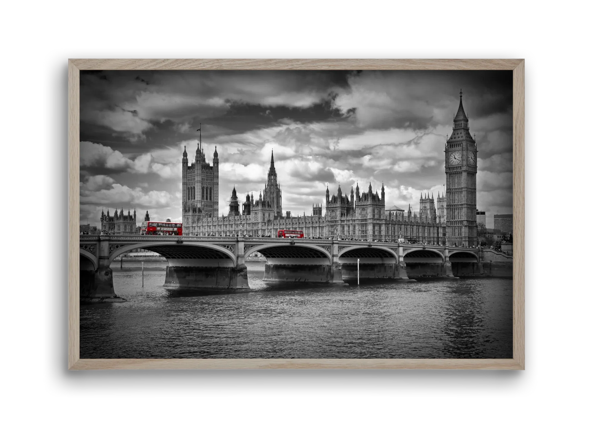 LONDON Westminster Bridge and red buses - artbridge