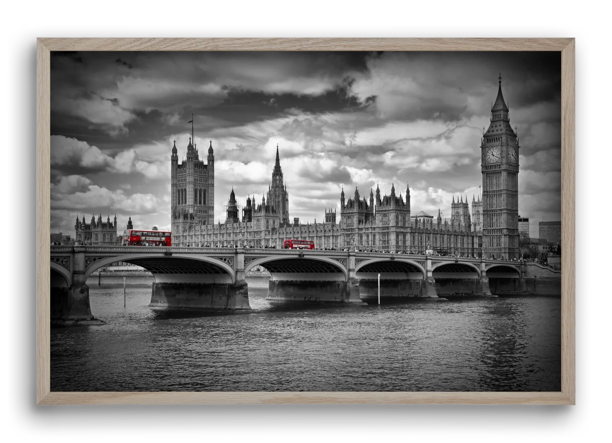 LONDON Westminster Bridge and red buses - artbridge