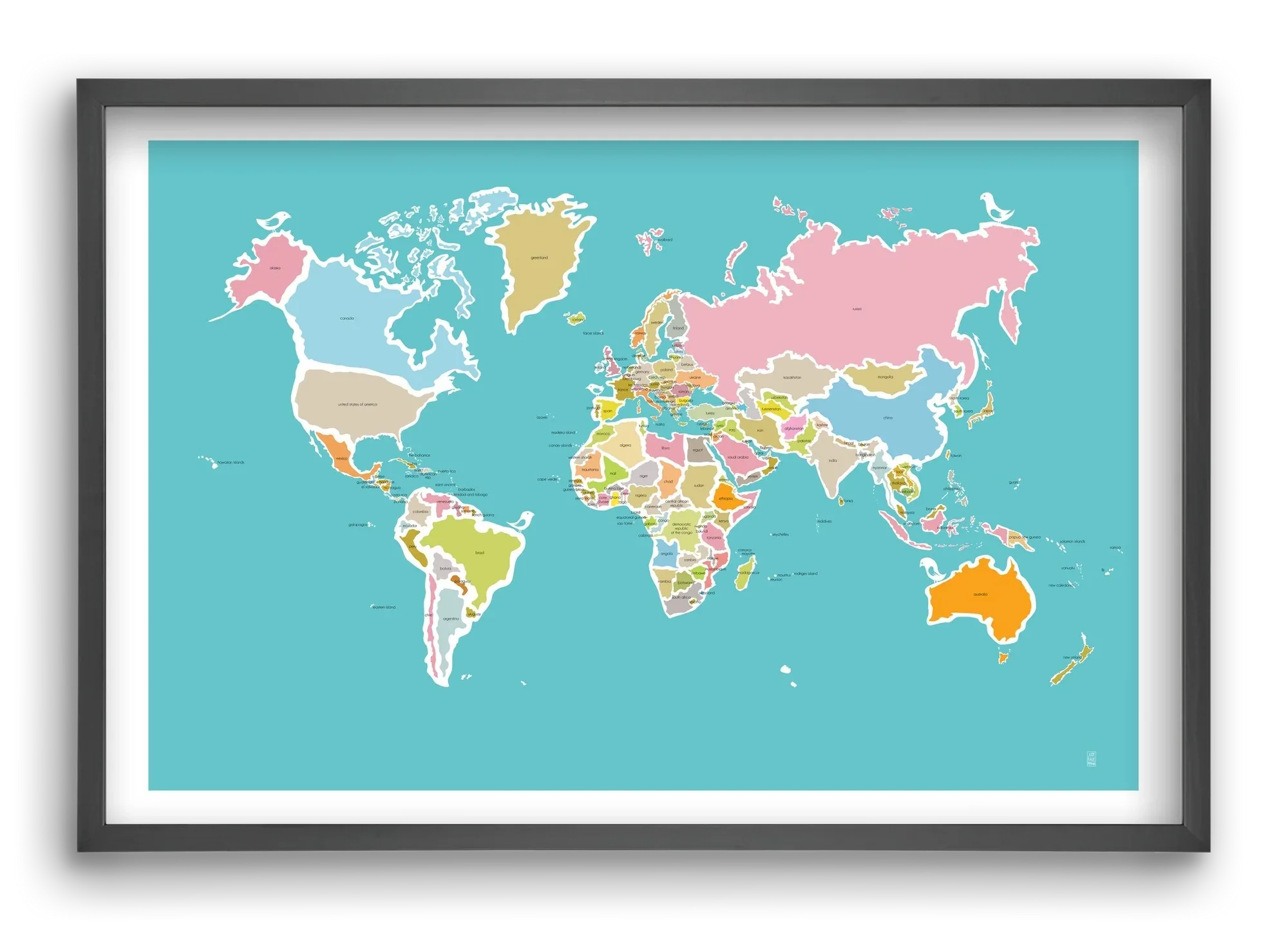 Worldmap with birds - artbridge