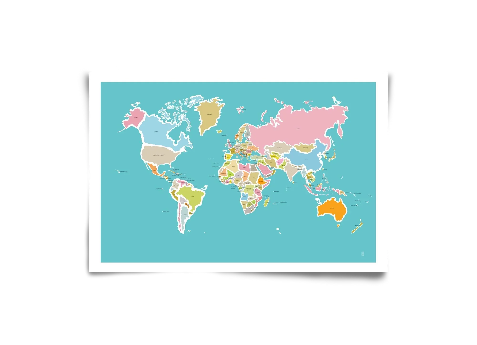 Worldmap with birds - artbridge