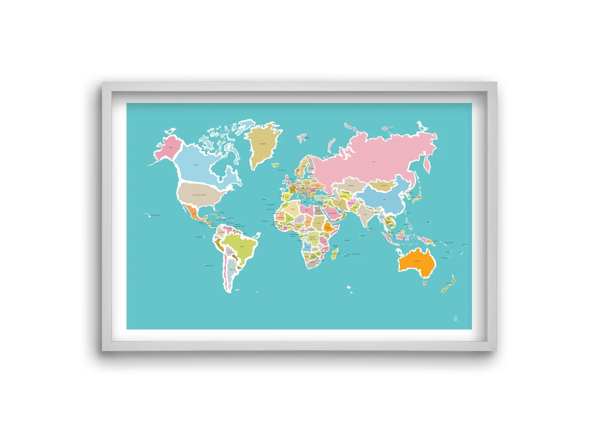 Worldmap with birds - artbridge