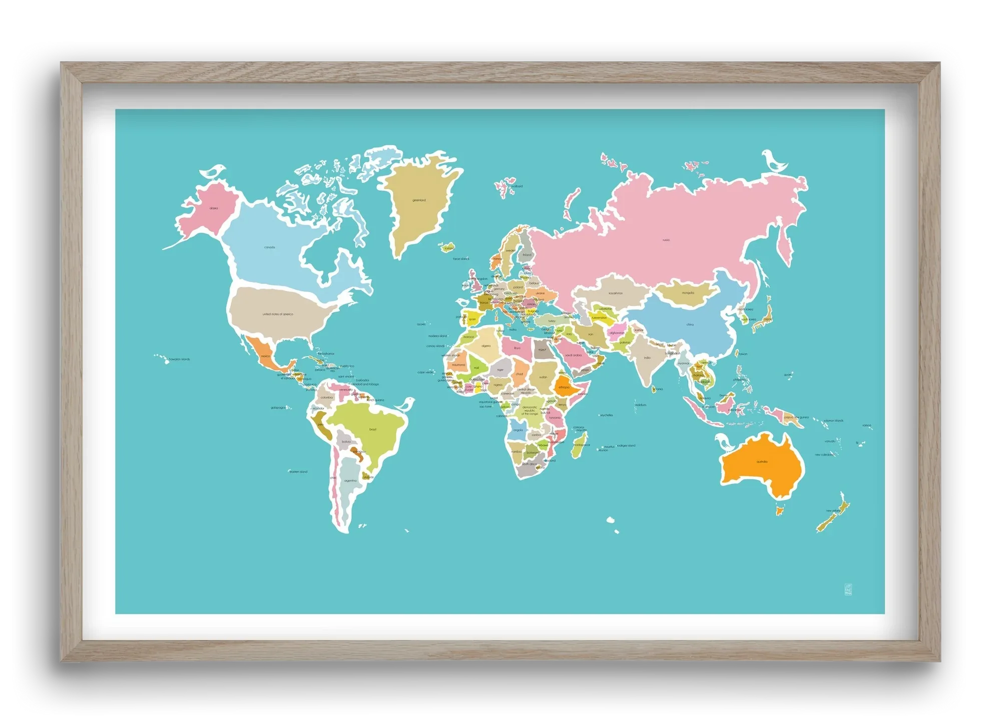 Worldmap with birds - artbridge