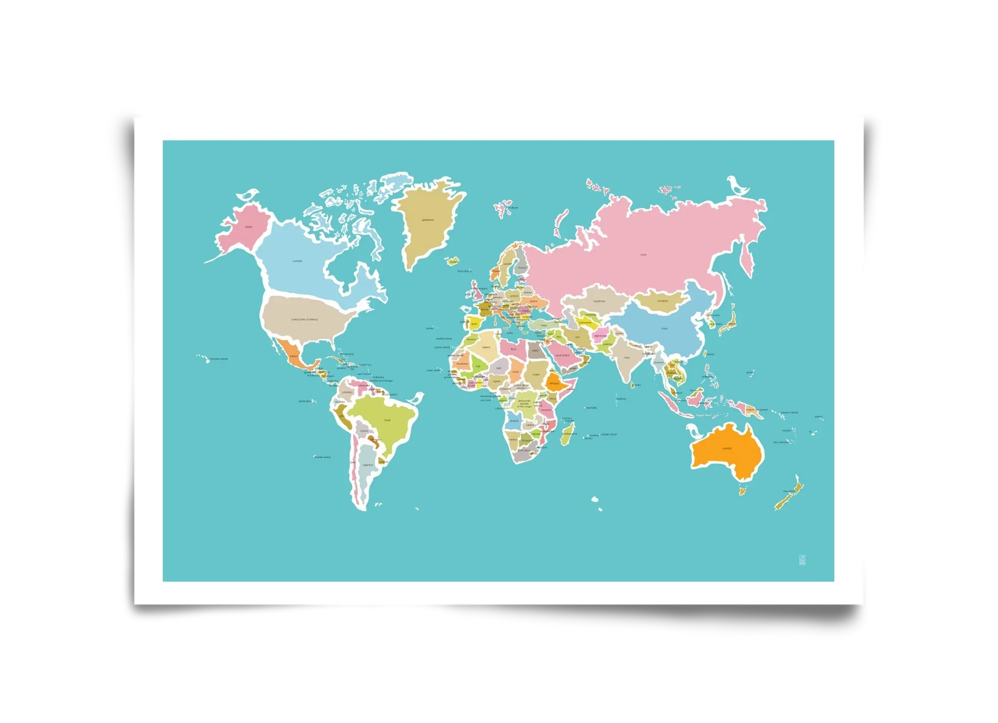 Worldmap with birds - artbridge