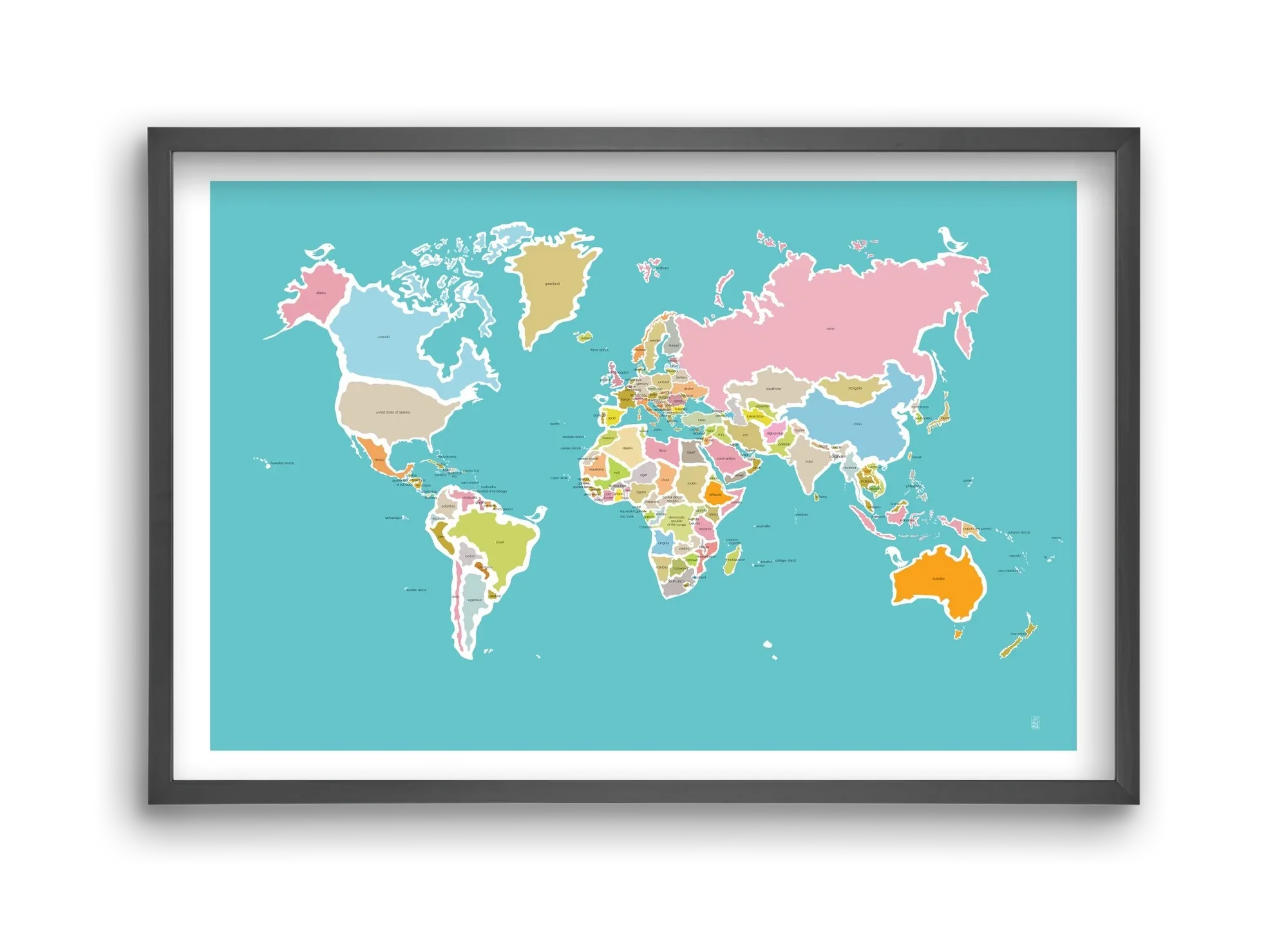 Worldmap with birds - artbridge