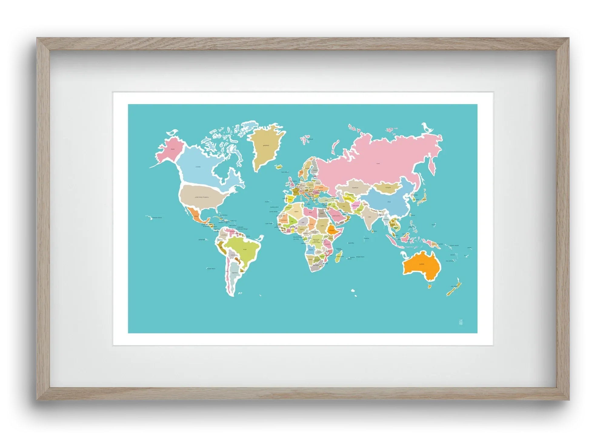 Worldmap with birds - artbridge