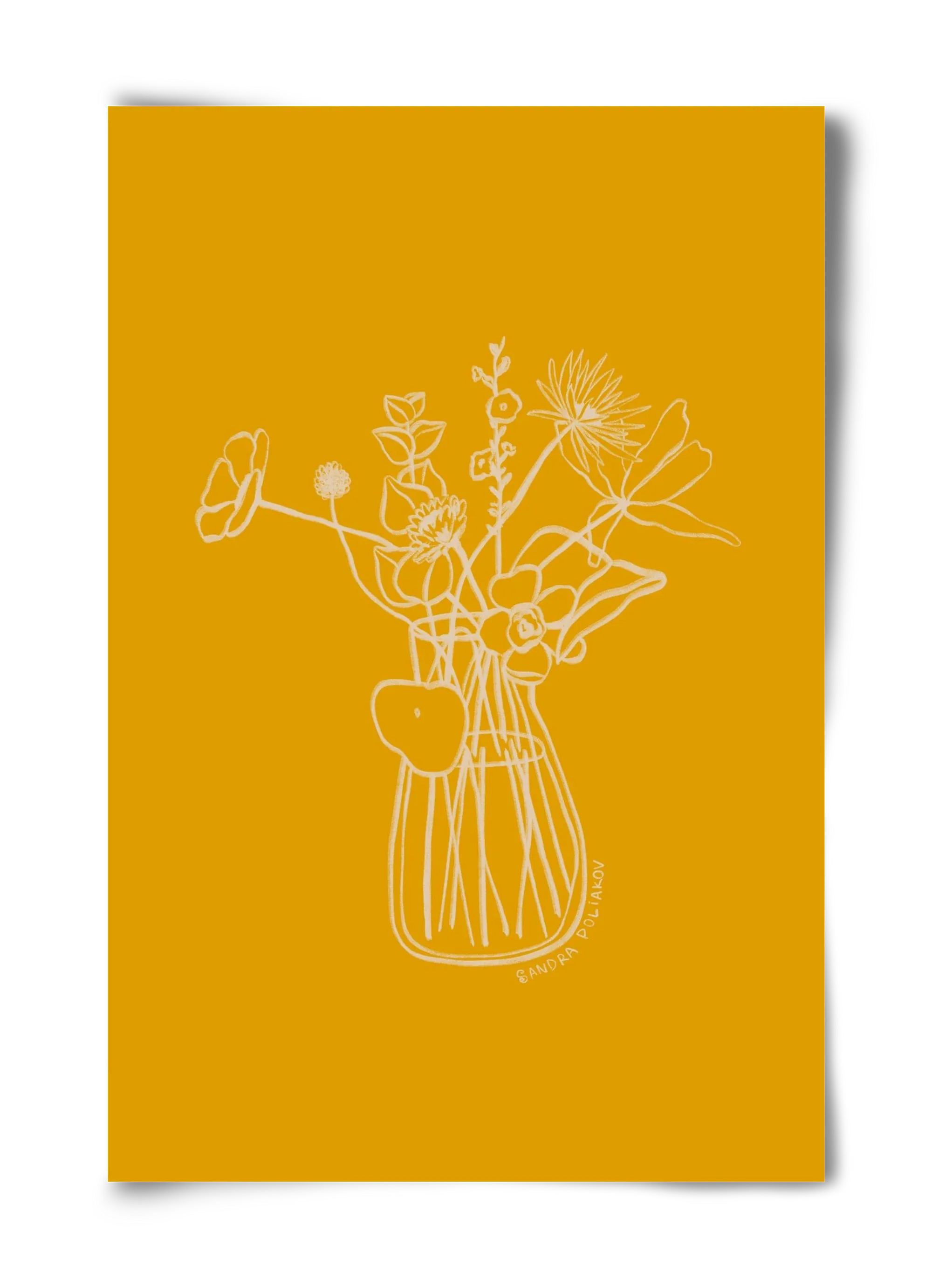 FLOWERS AND LEAVES IN YELLOW - artbridge