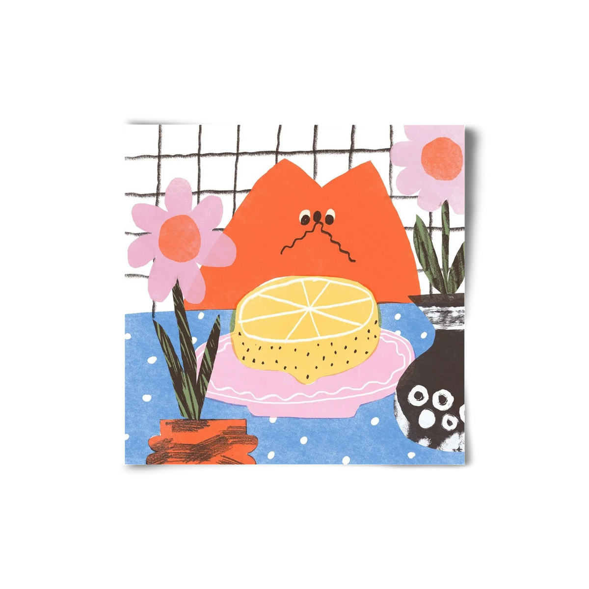 A cat eating lemon - artbridge
