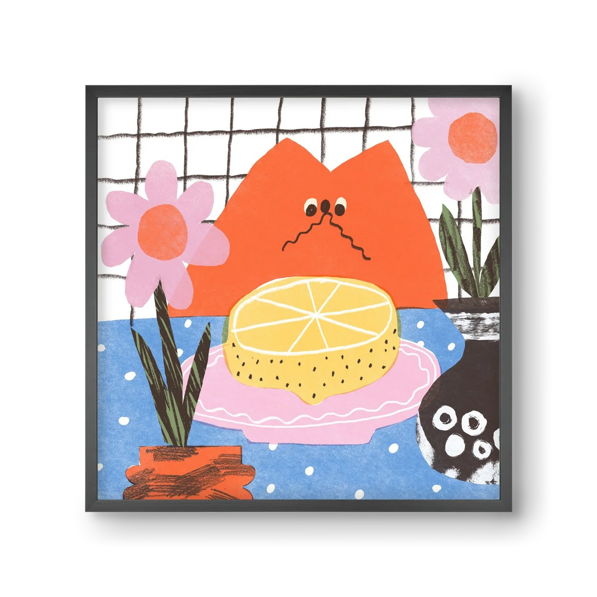 A cat eating lemon - artbridge