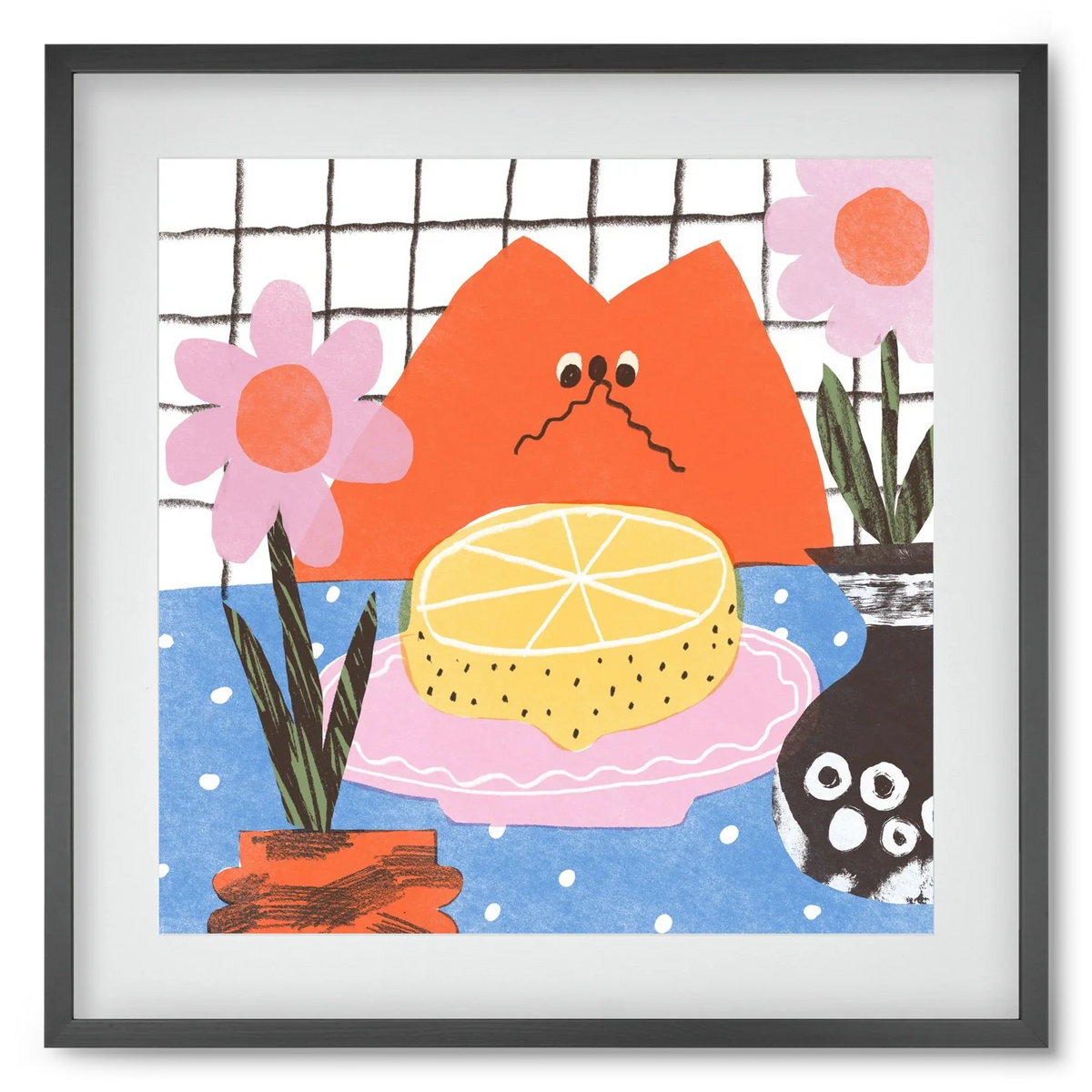 A cat eating lemon - artbridge