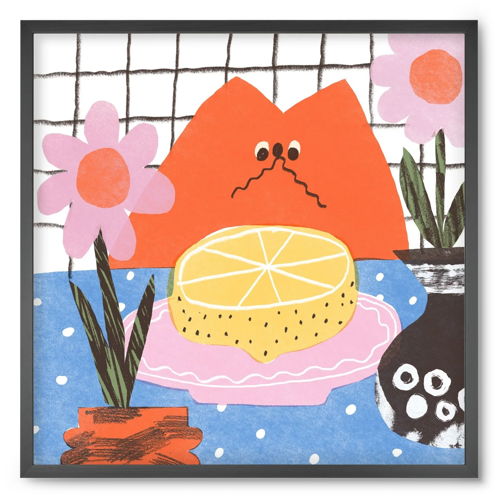 A cat eating lemon - artbridge