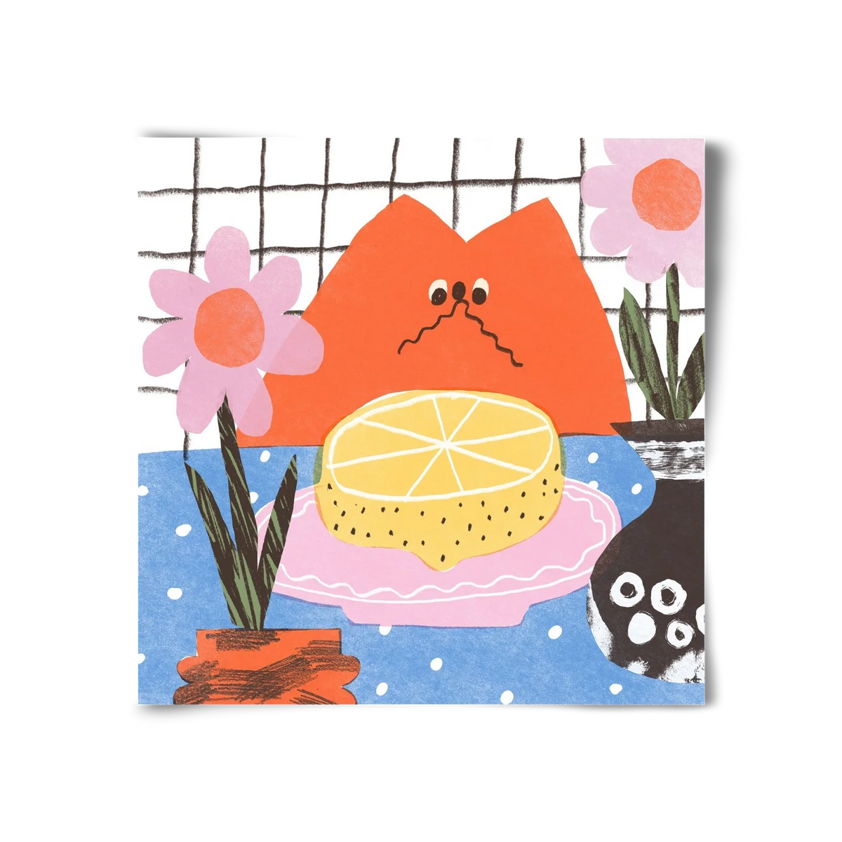 A cat eating lemon - artbridge