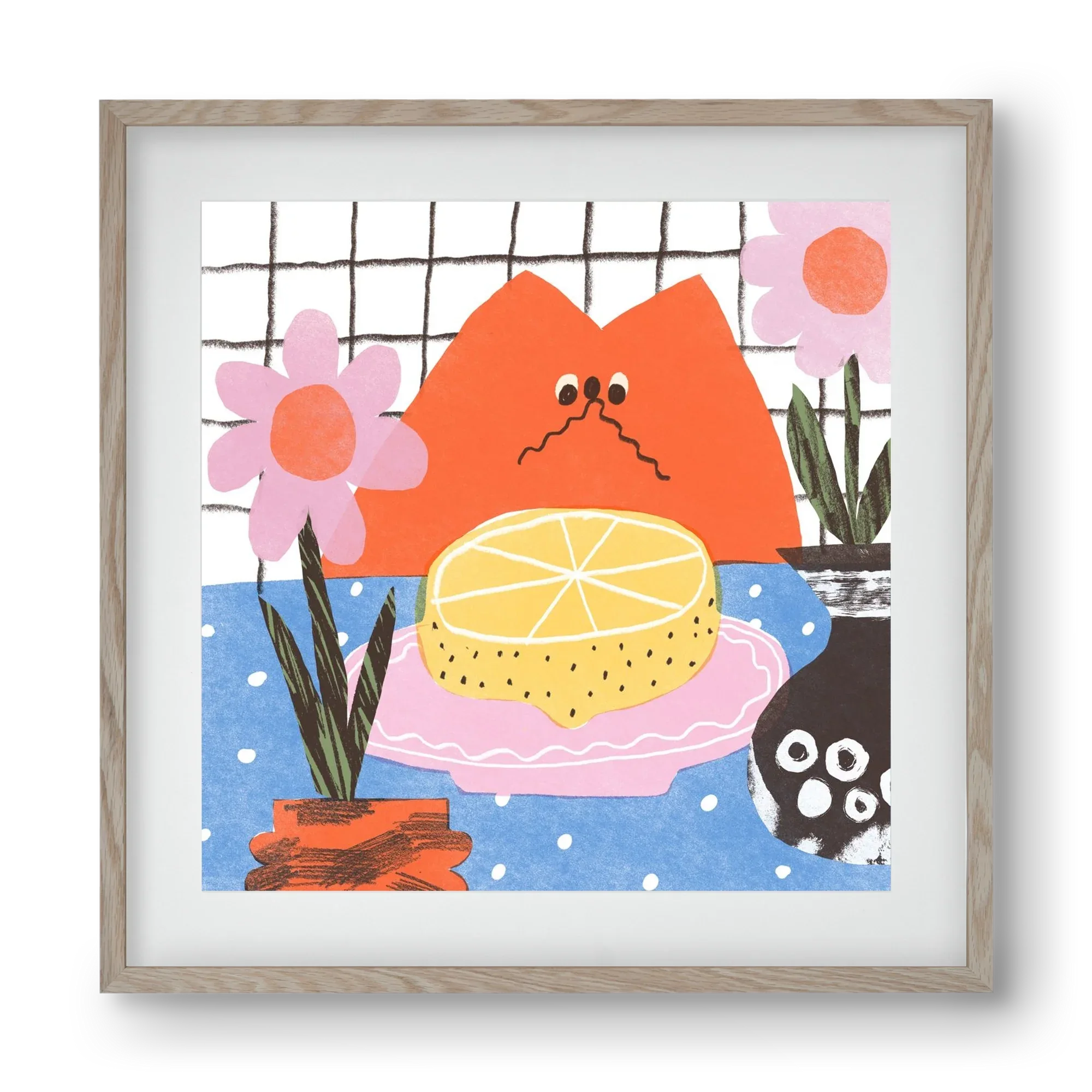 A cat eating lemon - artbridge