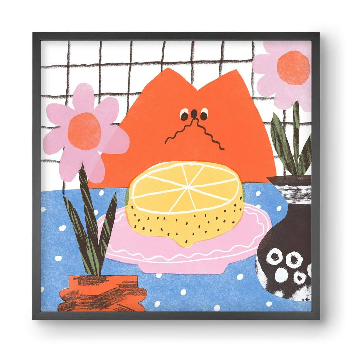 A cat eating lemon - artbridge