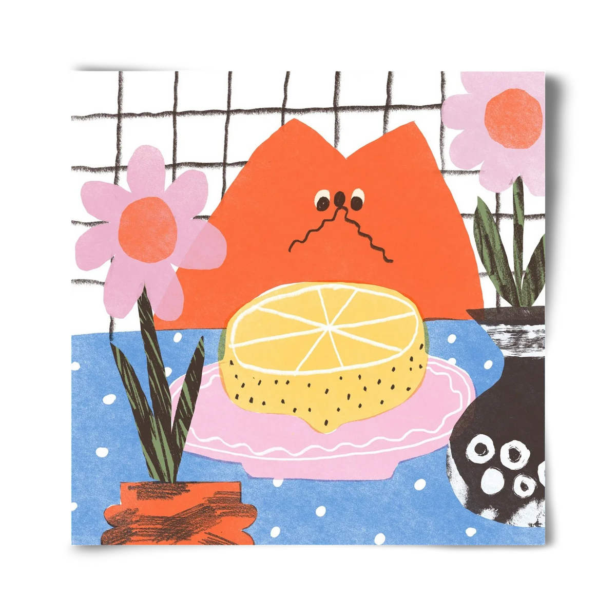 A cat eating lemon - artbridge