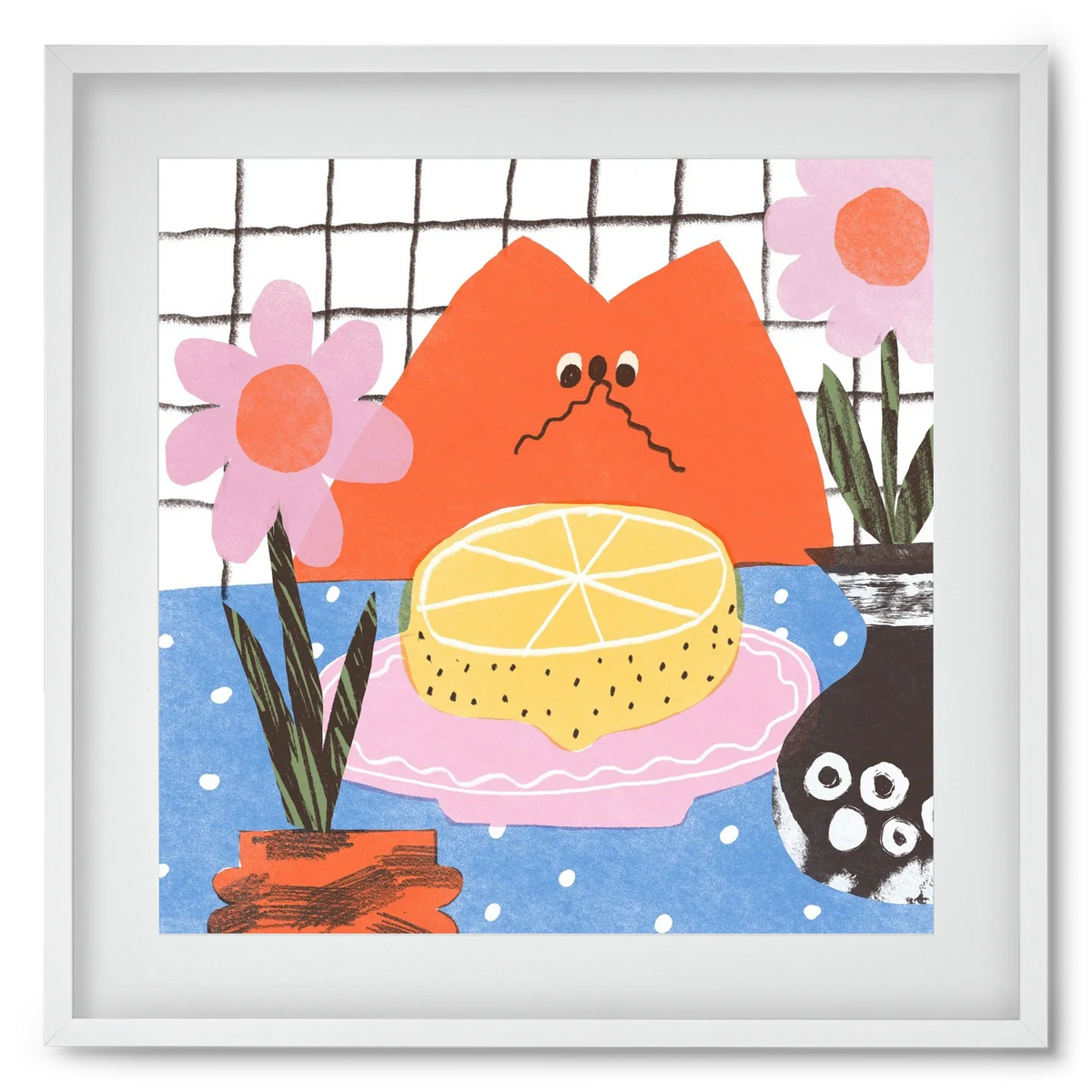 A cat eating lemon - artbridge