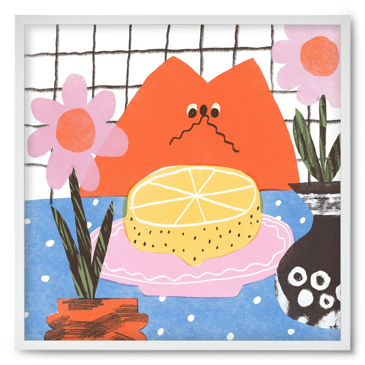 A cat eating lemon - artbridge