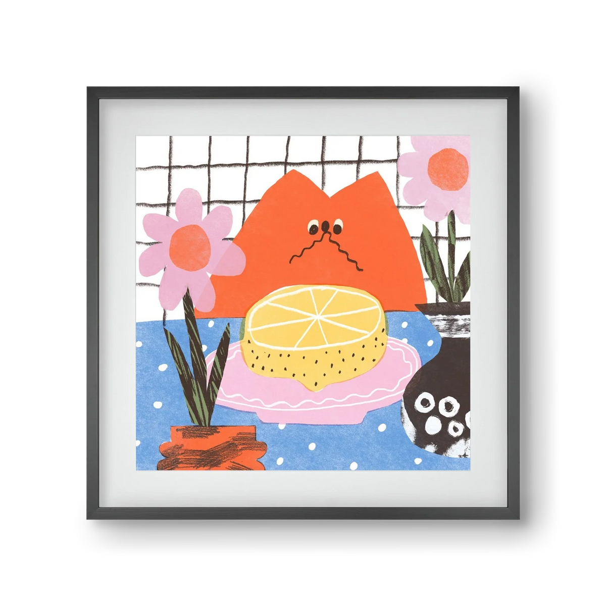 A cat eating lemon - artbridge