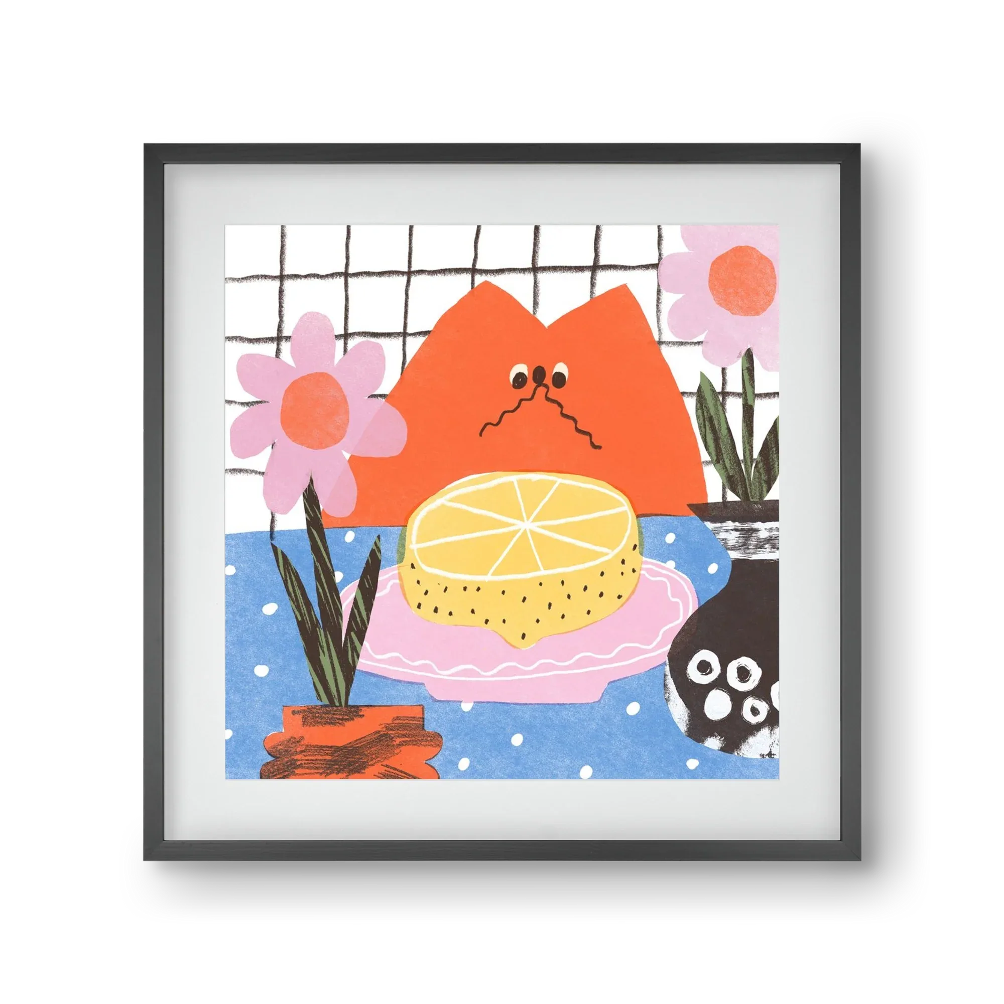 A cat eating lemon - artbridge