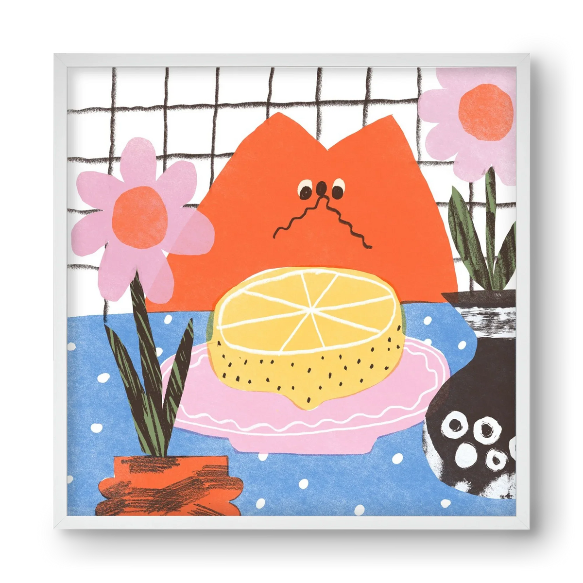 A cat eating lemon - artbridge