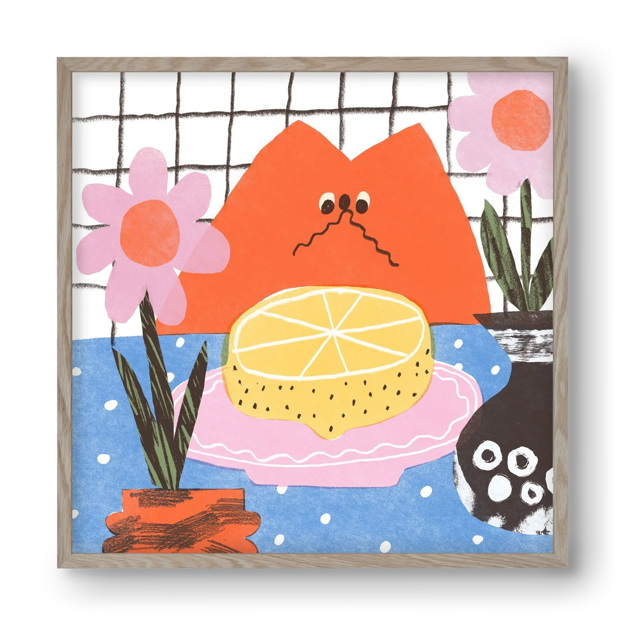 A cat eating lemon - artbridge