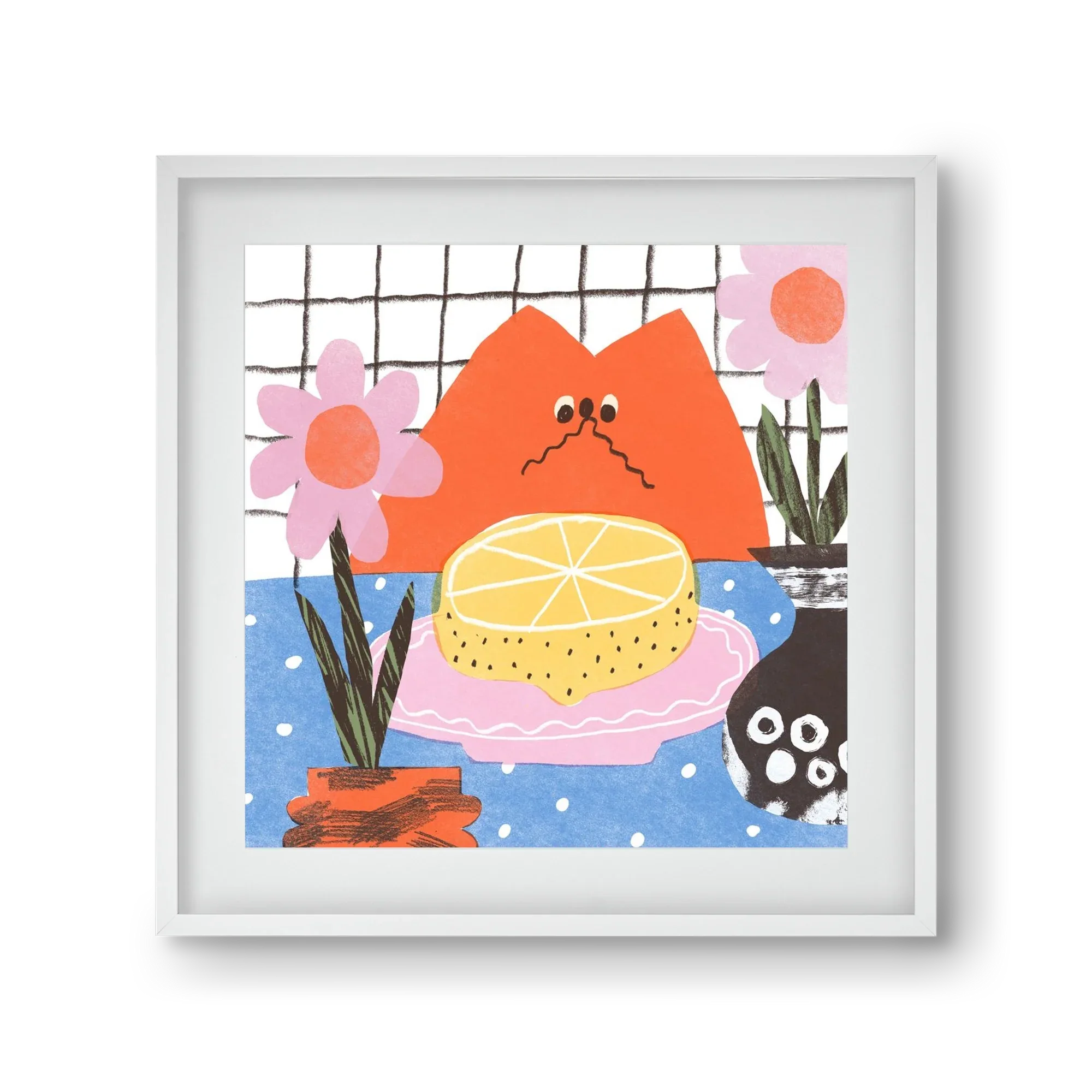 A cat eating lemon - artbridge