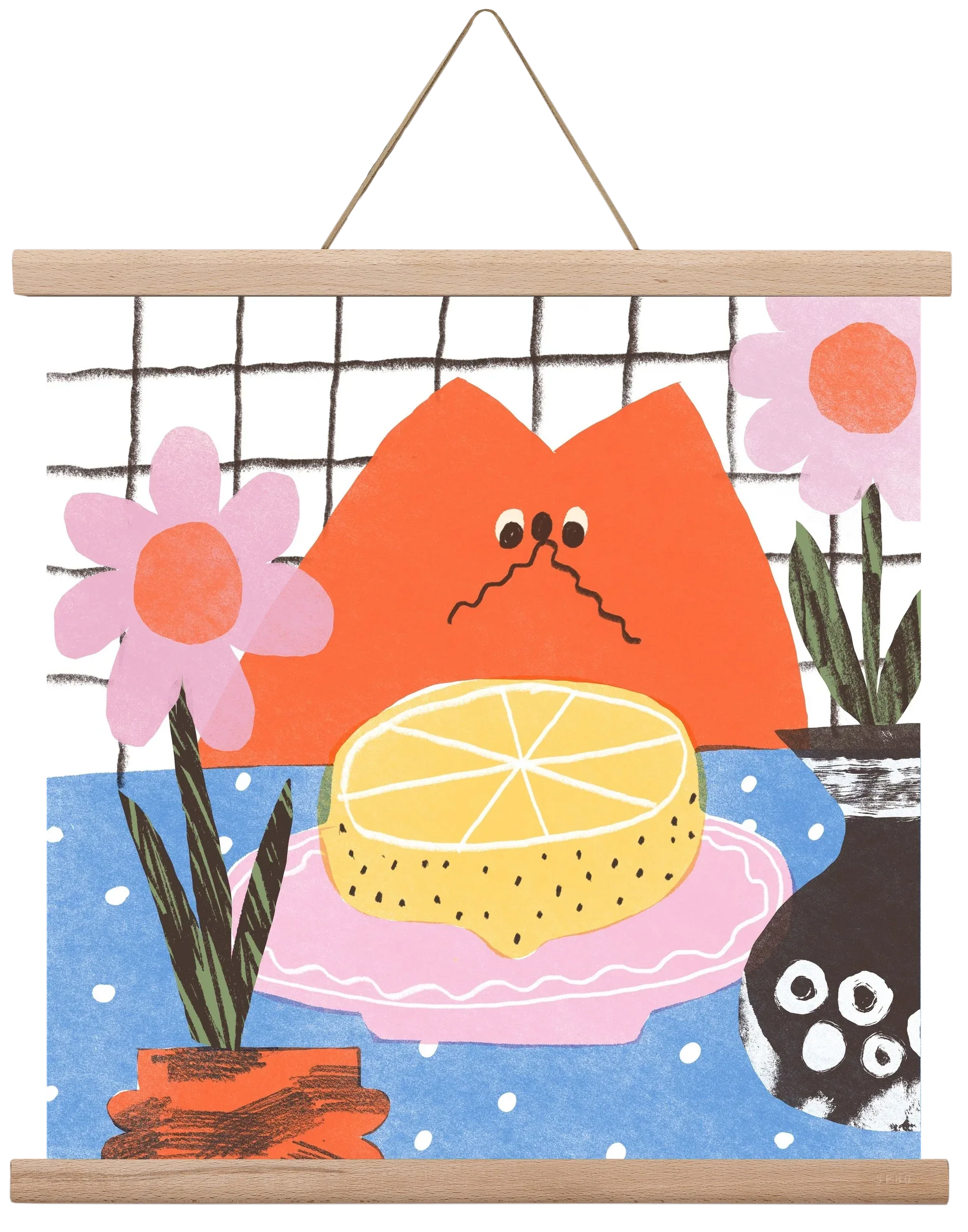 A cat eating lemon - artbridge