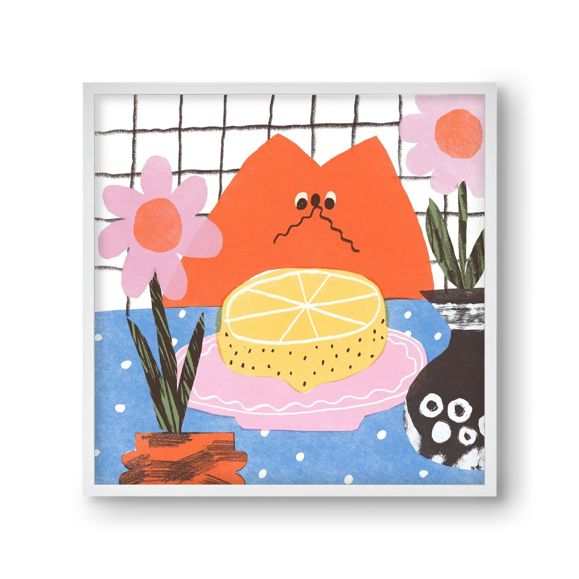 A cat eating lemon - artbridge