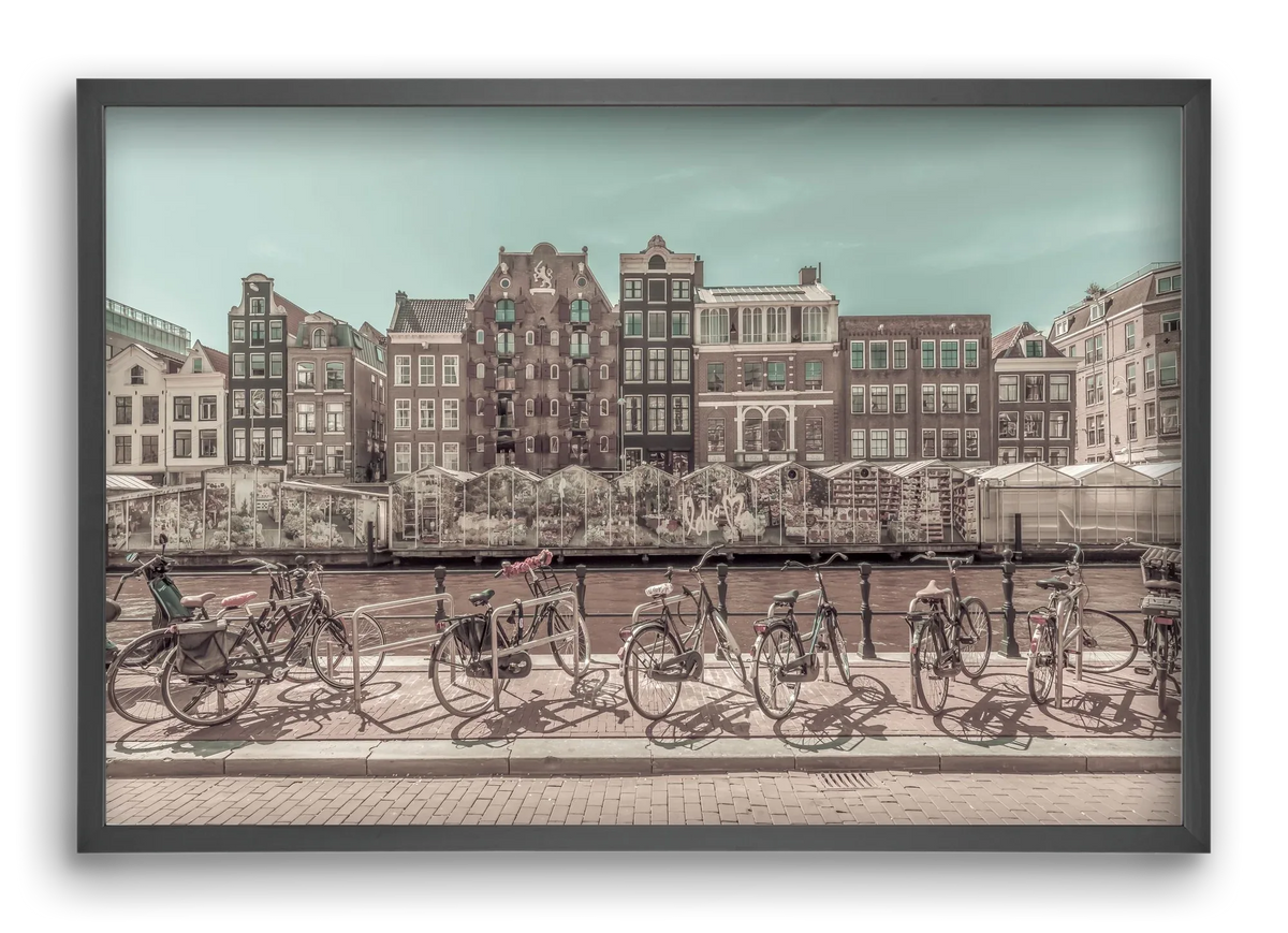 AMSTERDAM Singel Canal with Flower Market | urban vintage style - artbridge