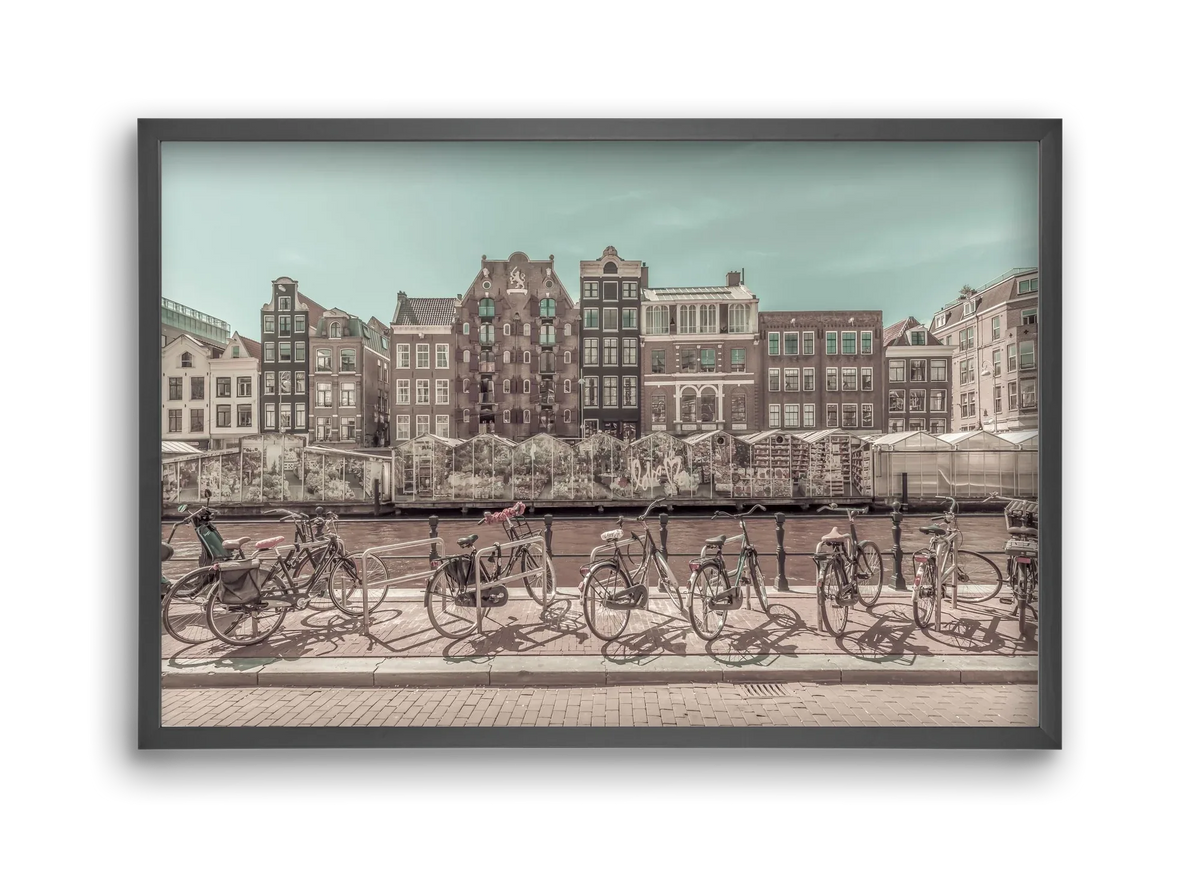 AMSTERDAM Singel Canal with Flower Market | urban vintage style - artbridge