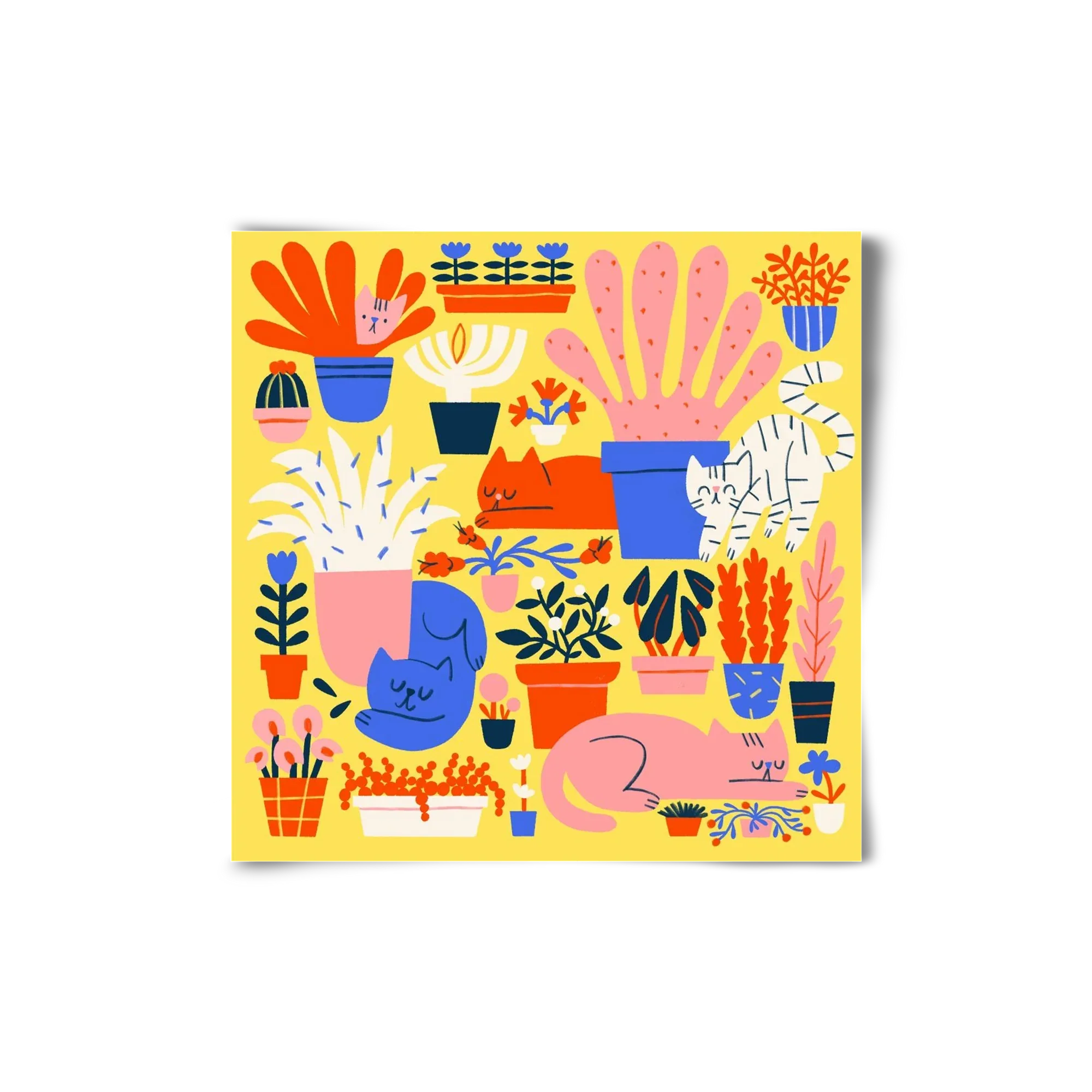 Five cats among flowers - artbridge