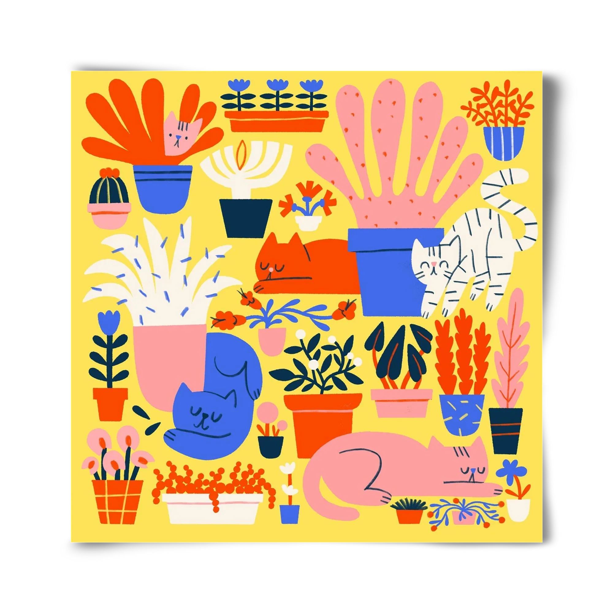 Five cats among flowers - artbridge