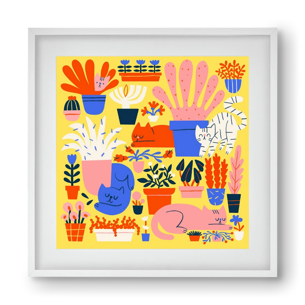 Five cats among flowers - artbridge