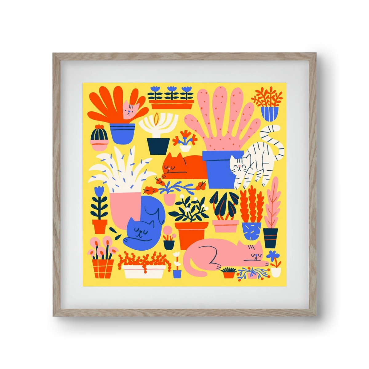 Five cats among flowers - artbridge