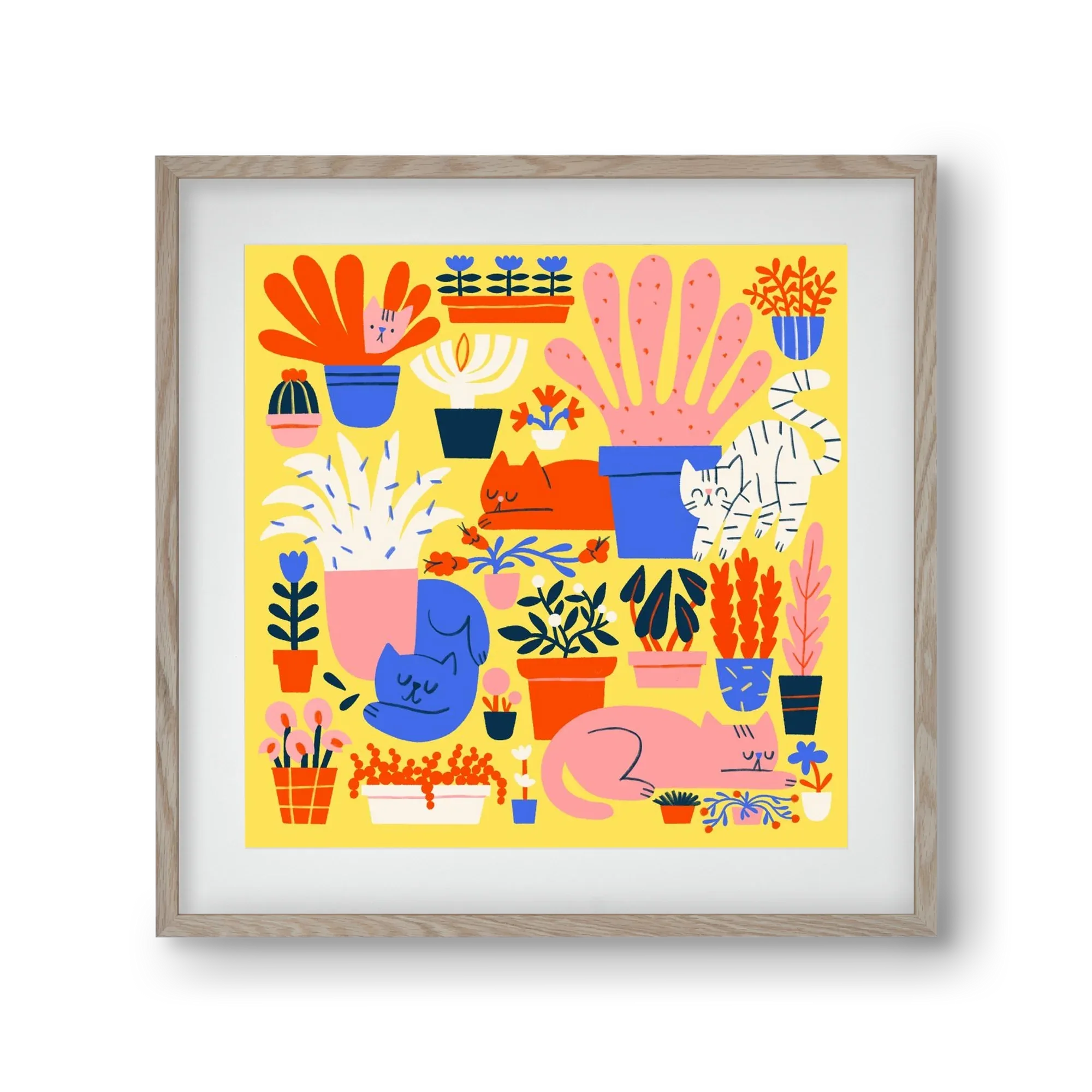 Five cats among flowers - artbridge