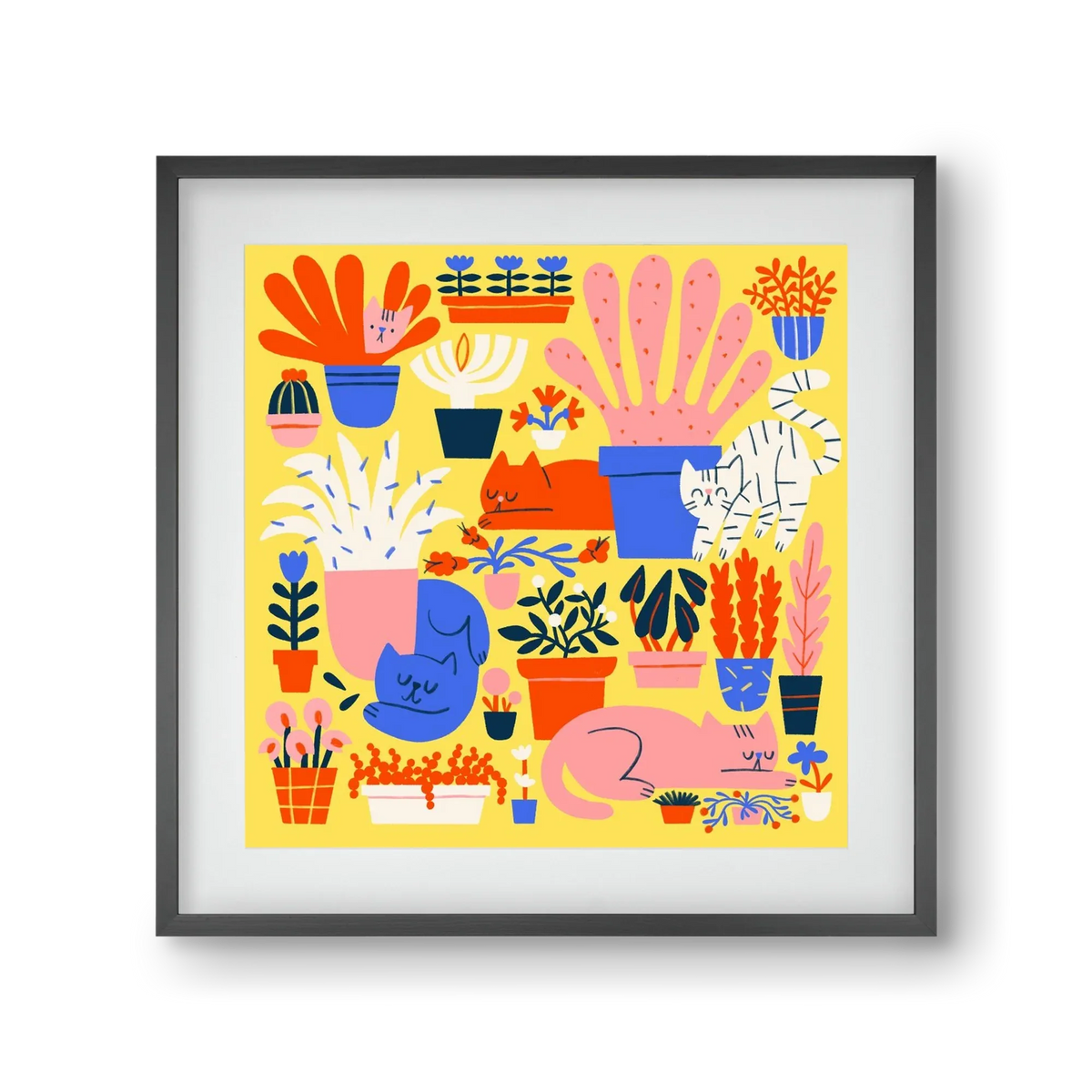 Five cats among flowers - artbridge