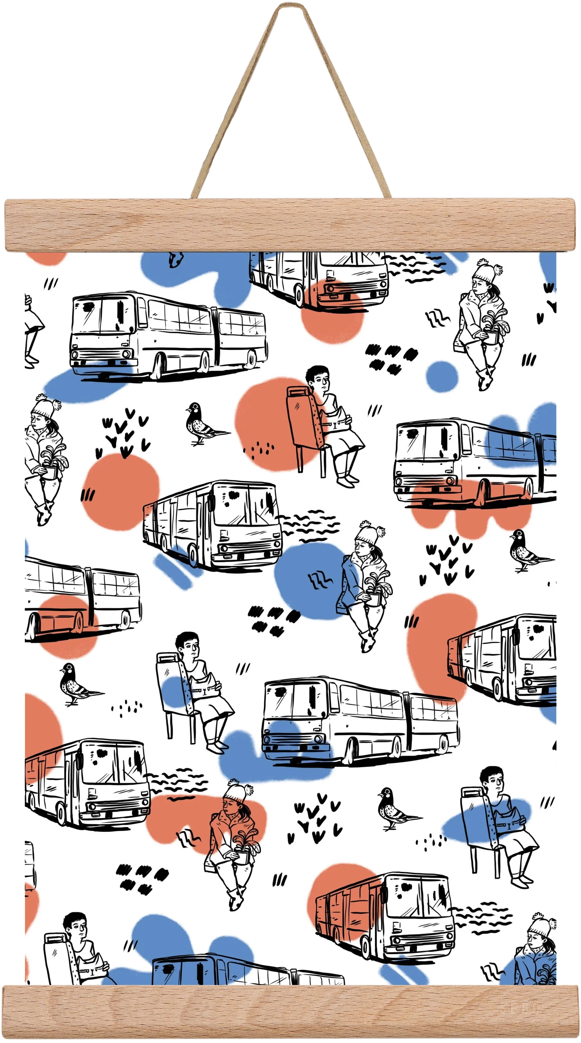 Busz pattern kék-piros - artbridge