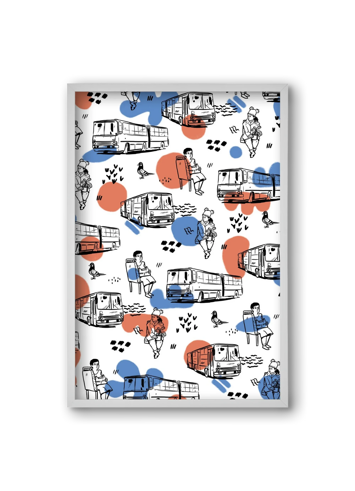 Busz pattern kék-piros - artbridge