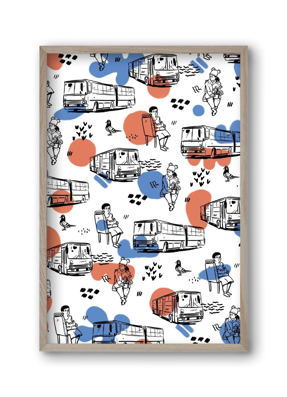Busz pattern kék-piros - artbridge