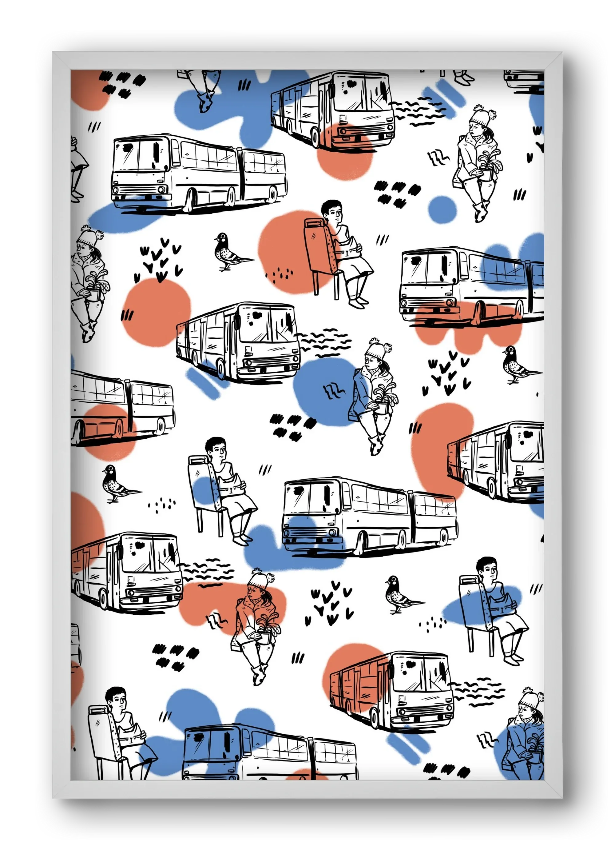 Busz pattern kék-piros - artbridge