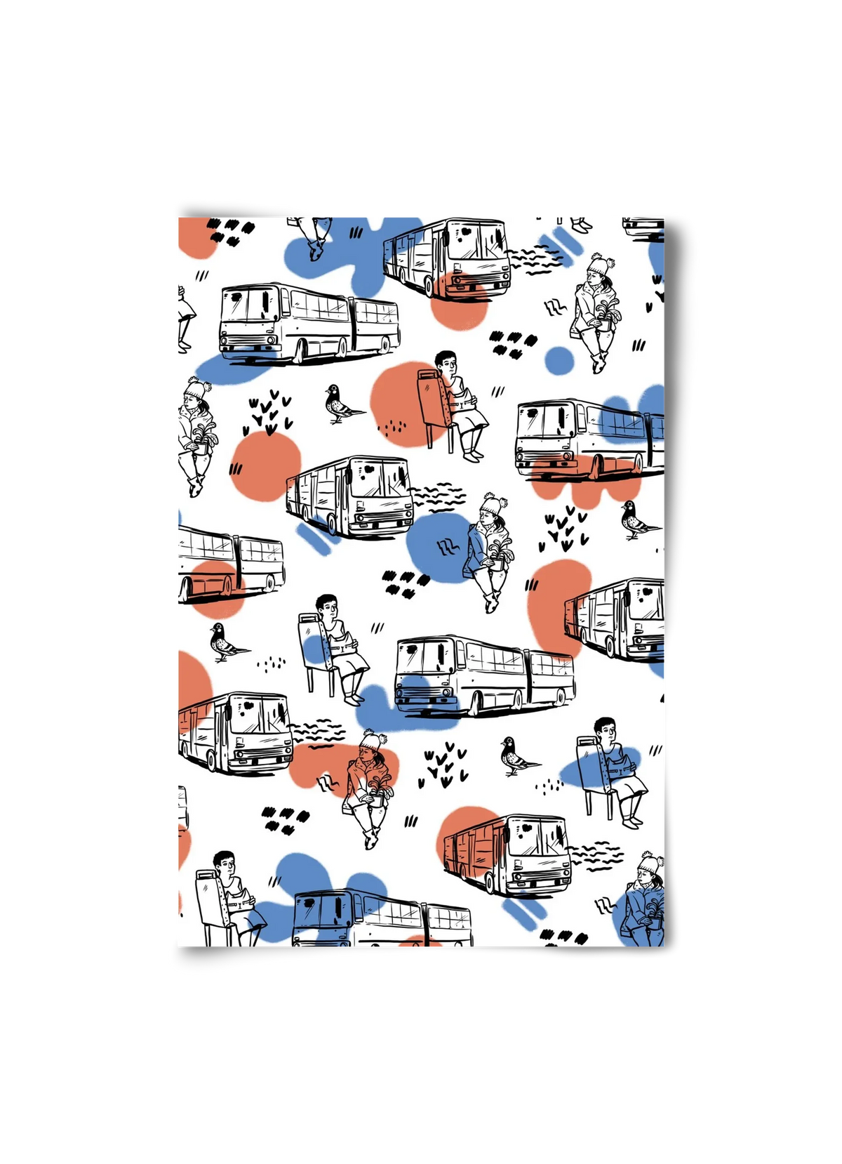 Busz pattern kék-piros - artbridge