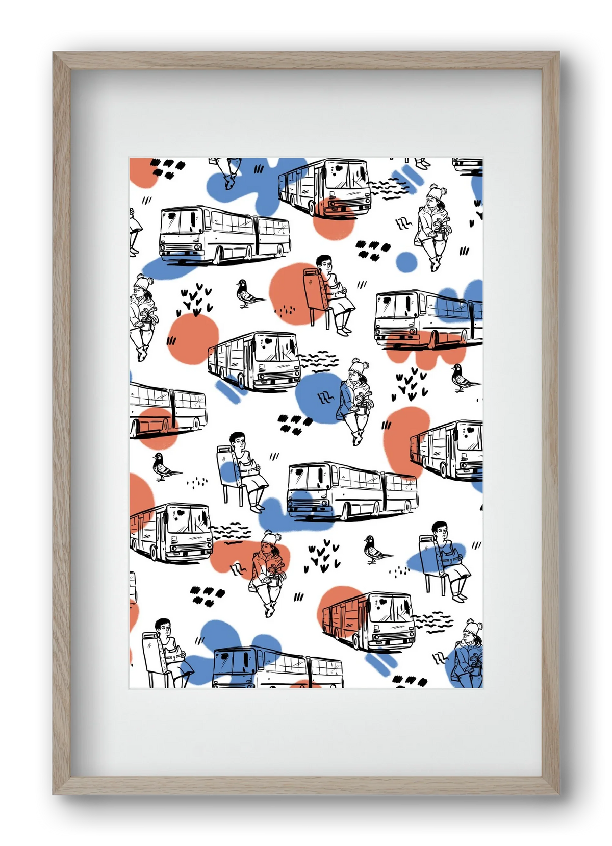 Busz pattern kék-piros - artbridge