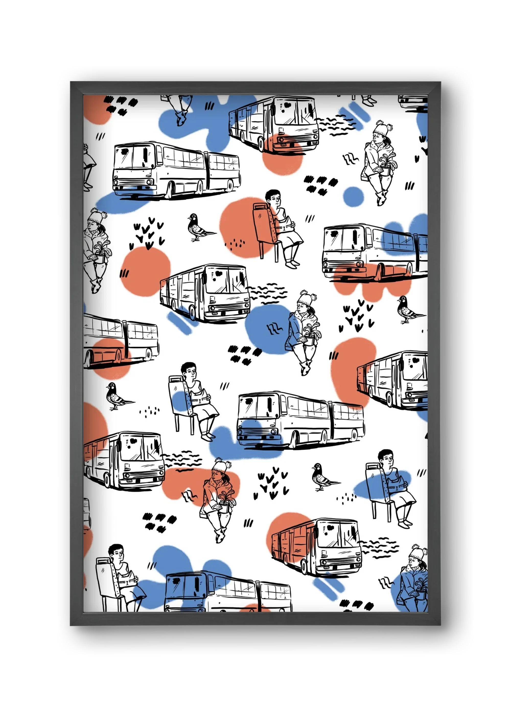 Busz pattern kék-piros - artbridge