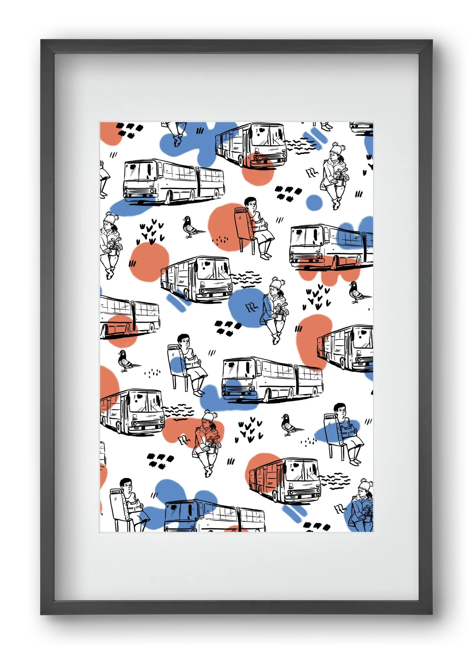 Busz pattern kék-piros - artbridge