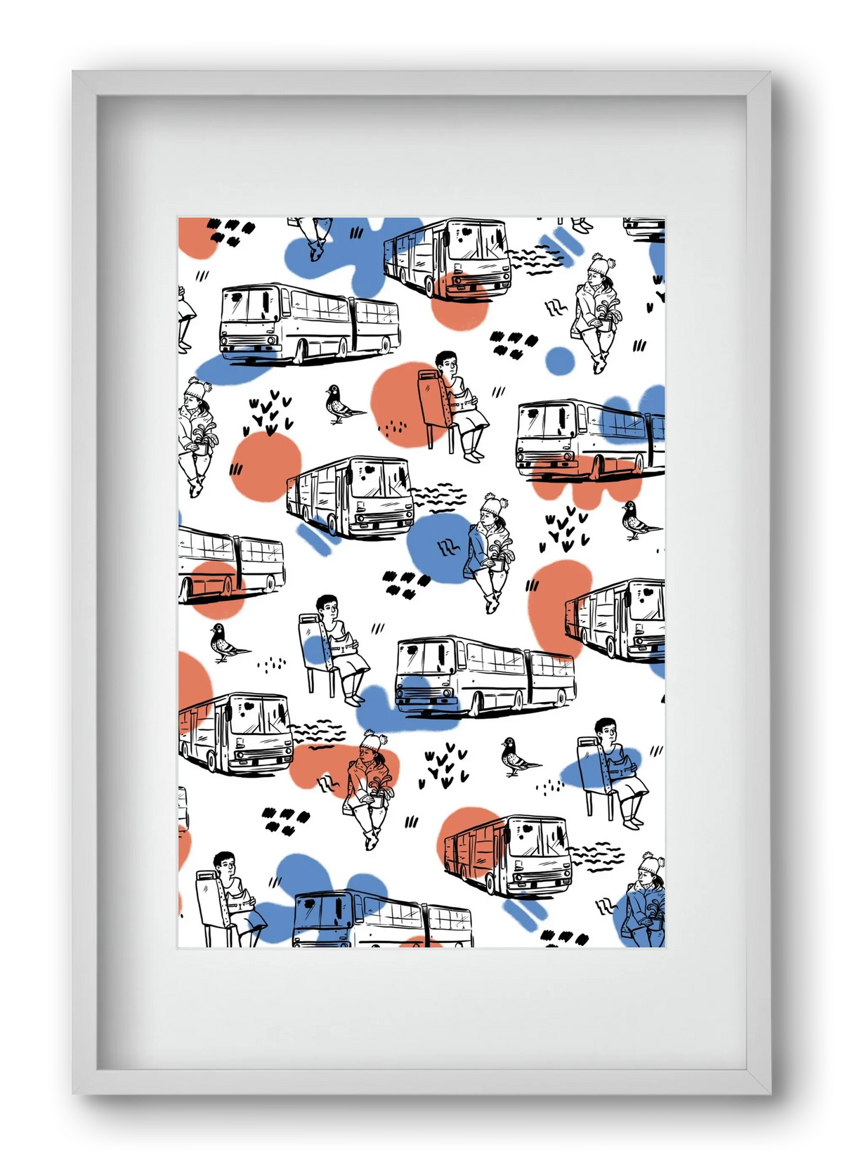 Busz pattern kék-piros - artbridge
