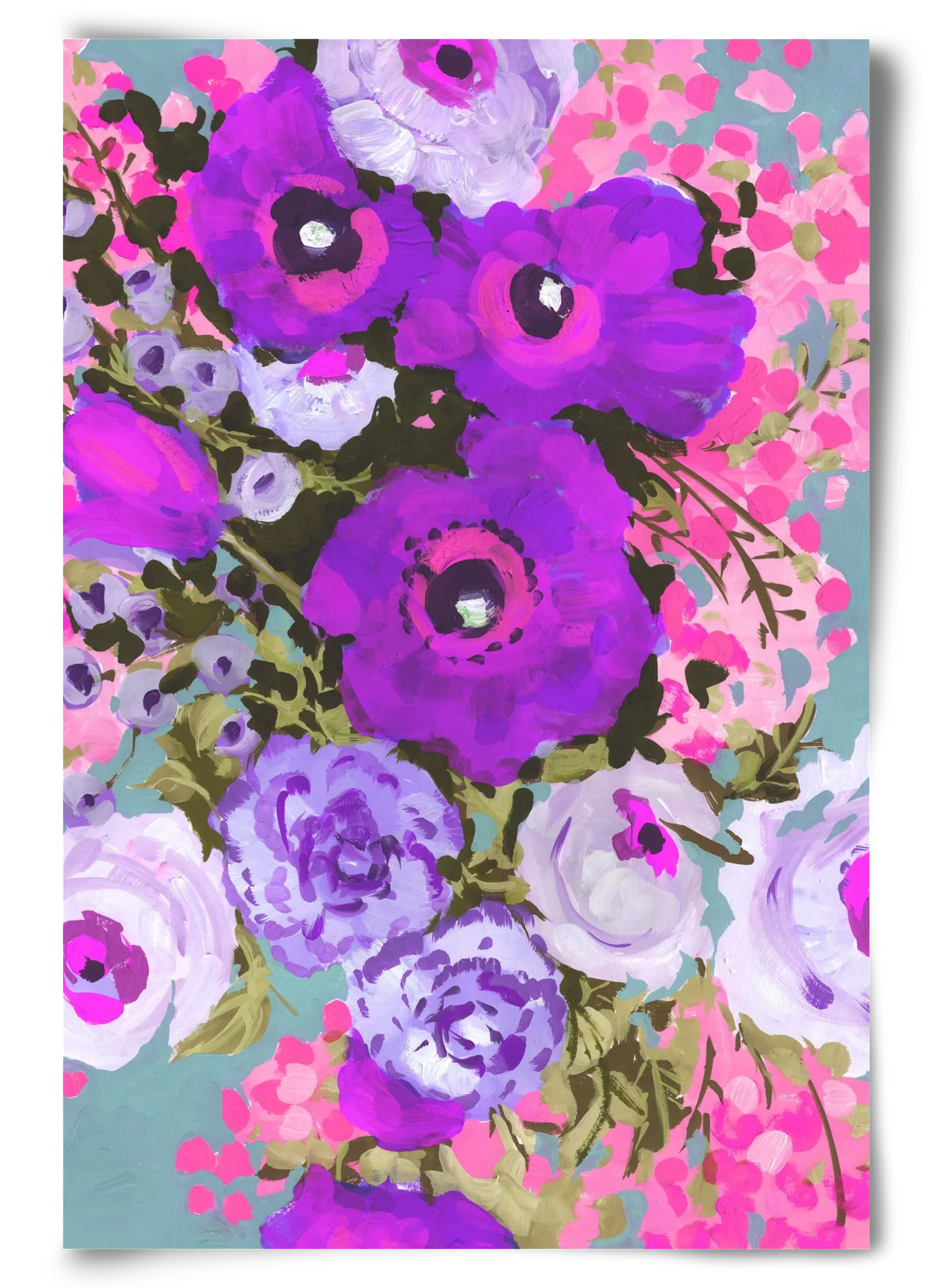 Purple And Rose Pink Bouqe - artbridge